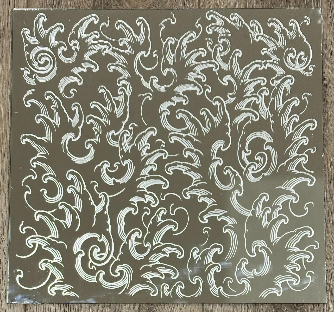 Waves. Engraved Mirror.
